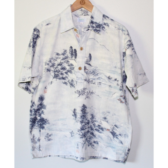 Vintage Surf Line Hawaii Printed 1/2 Button Up Pullover Shirt Large Hawaiian Top - Picture 4 of 14